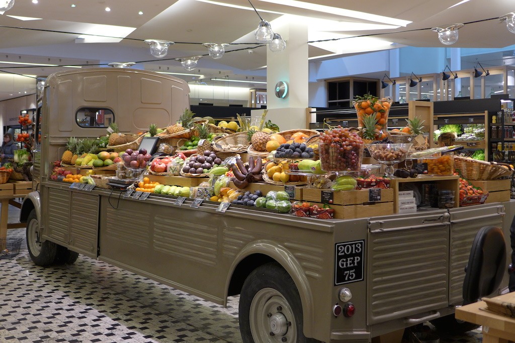 Fruit and vegetables truck at La Grande Epicerie de Paris