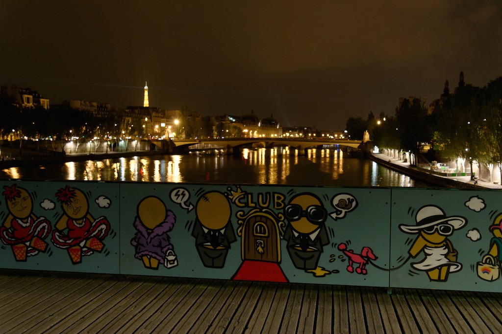 Pont des arts-Paris-Street art by Jace and the Eiffel Tower