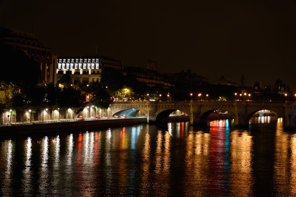 Pont des arts-Paris-Refection on the Seine after midnight