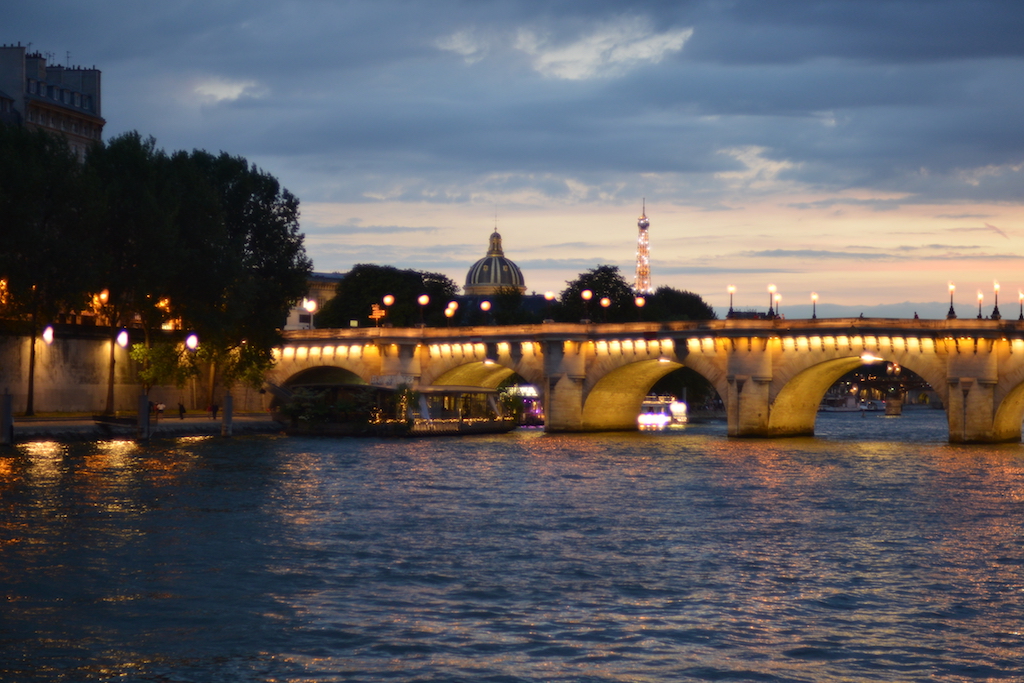 Paris Plages by night- The Eiffel Tower in the background